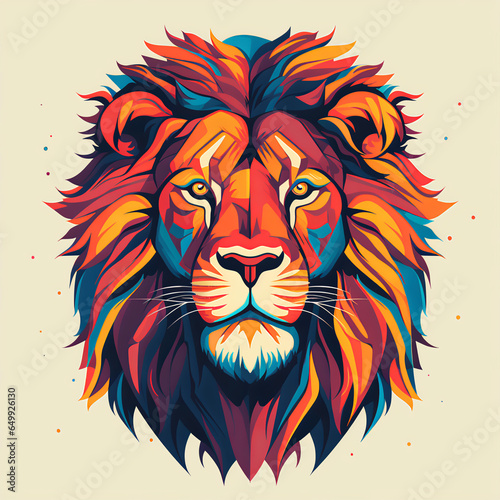 Minimalistic Lion Illustration with Bold Flat Colors and Strong Line Work