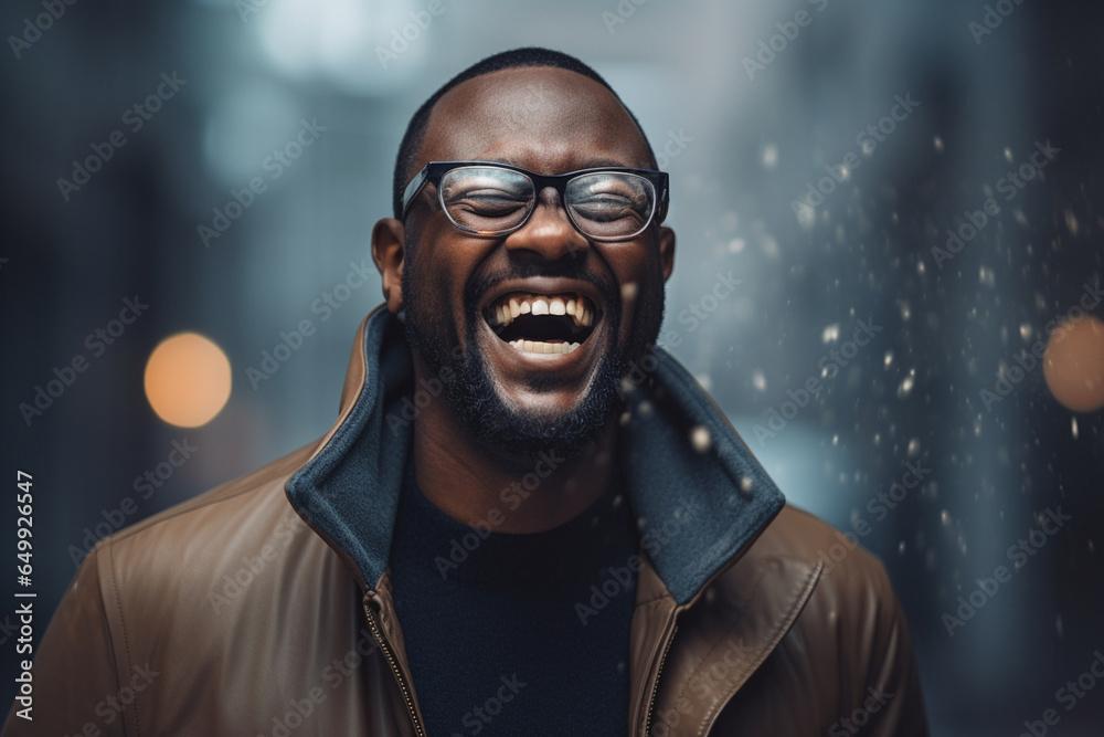Man portrait expression background beard adult happy male young guy person black african face