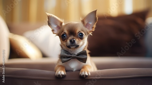 Chihuahua posing with a stylish bowtie