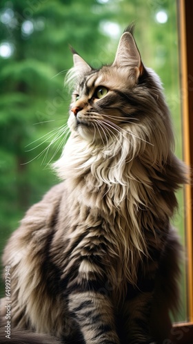 portrait of a cat Coon's majestic mane