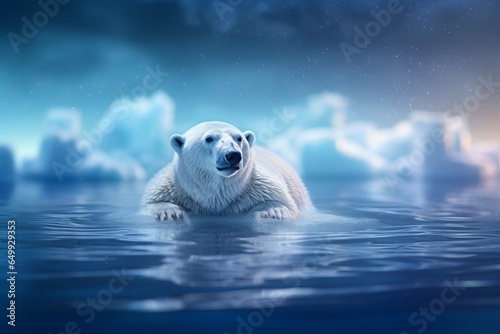 a polar bear standing on a floating piece of ice melting in the arctic ocean
