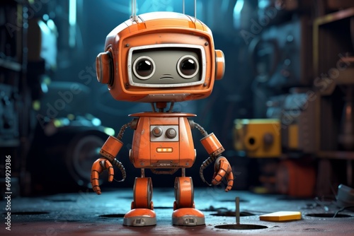 Charming Cute robot. Cute metal. Generate Ai