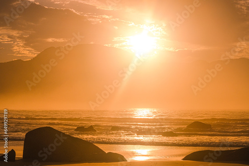 Big island, Ilha grande , Rio de Janeiro - Brazil , sunrise or sunset in the beach, golden hour photo