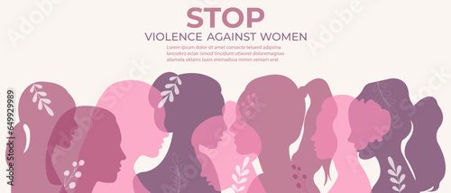 International Day for the Elimination of Violence Against Women.Horizontal banner with silhouettes of women.Vector illustration.