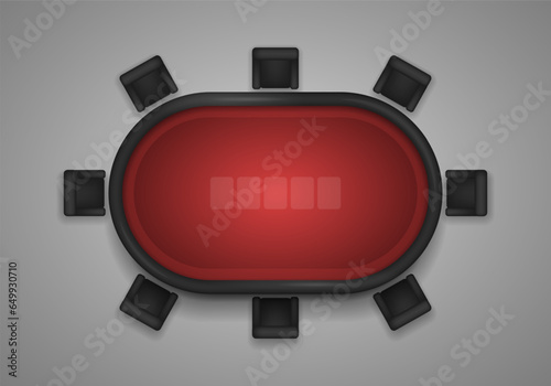 Poker table with chairs on gray background. Vector illustration.