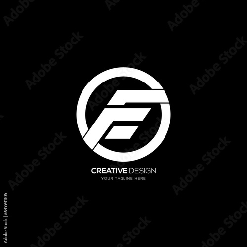 Modern letter F E circle shape monogram logo