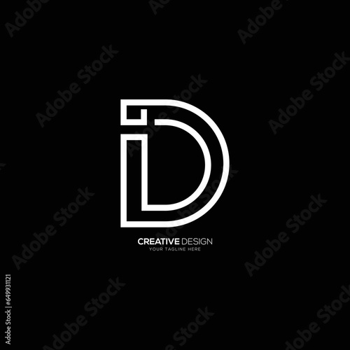Minimal letter i d line art elegant logo