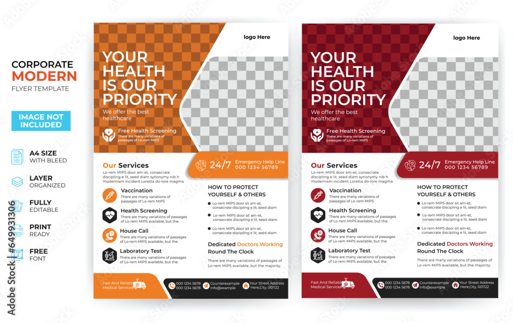 Modern bossiness corporate flyer design template