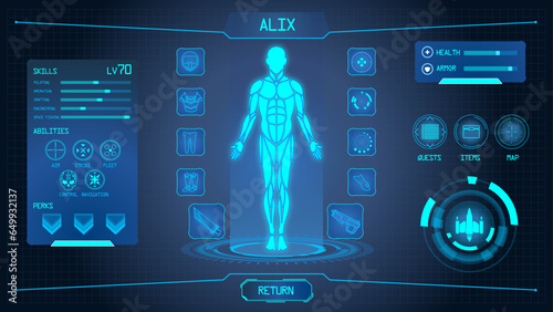 Futuristic Space Game Character Screen UI