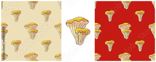 Illustration in hand draw style. Set Seamless pattern and print. Can be used for fabric, packaging, wrapping paper and etc