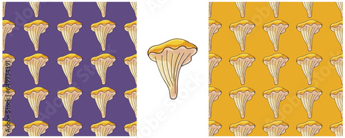 Illustration in hand draw style. Set Seamless pattern and print. Can be used for fabric, packaging, wrapping paper and etc