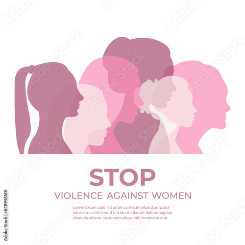 International Day for the Elimination of Violence Against Women.Banner with silhouettes of women.Vector illustration.