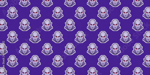 Fotografie Vampire Seamless Pattern Pixel Halloween Illustration