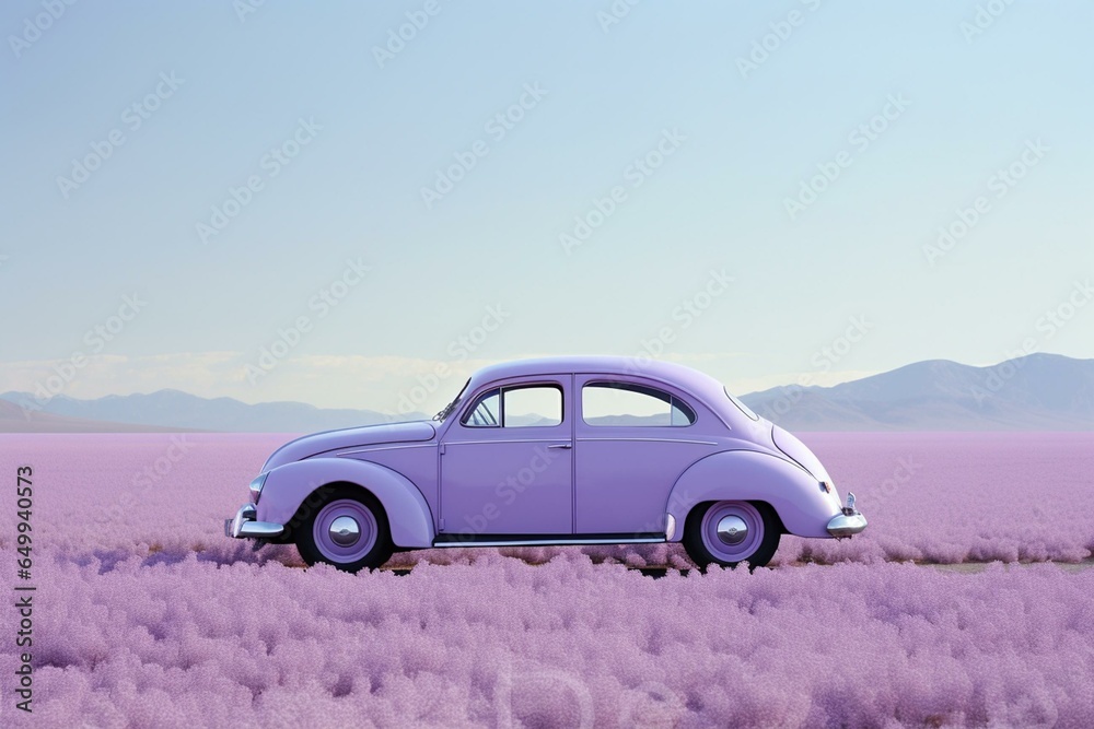 vehicle with lavender hue. Generative AI