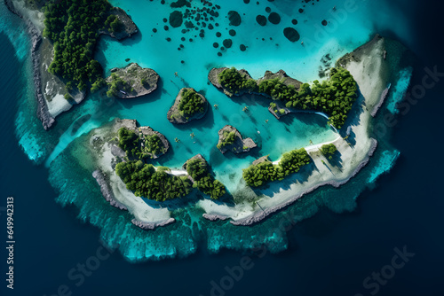An Aerial Shot of A Small Polynesian Island with White Sand Beaches