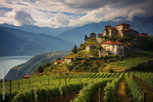 Scenic vineyard in Italy. Generative AI