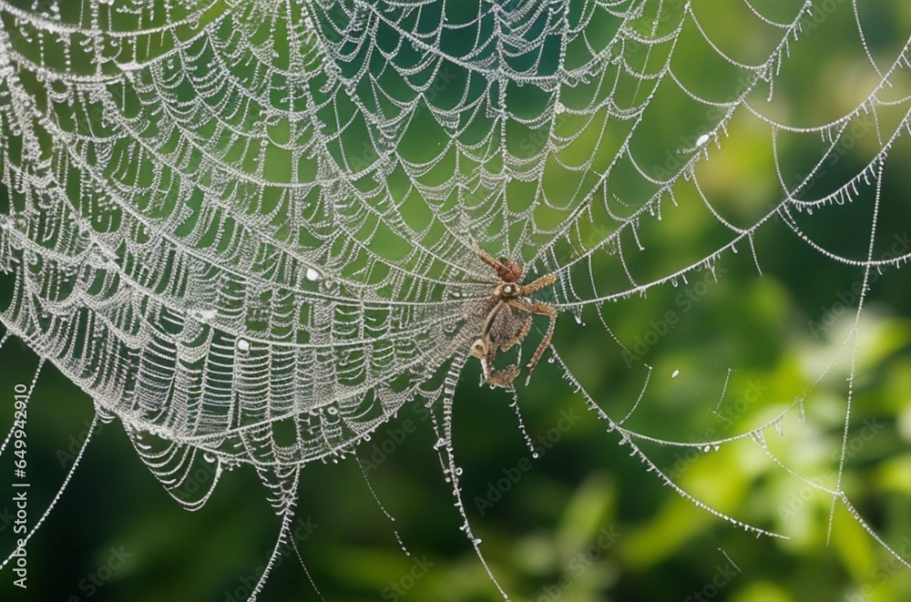 Obraz premium spider web with dew