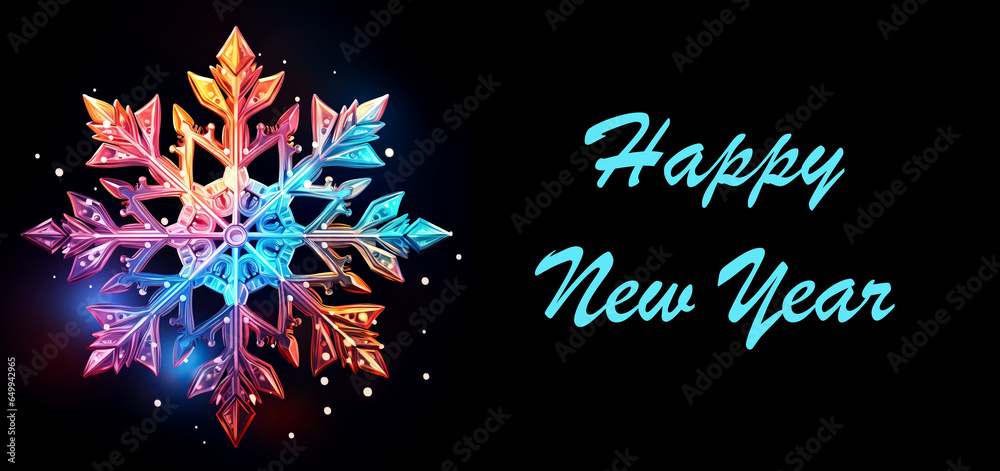 Happy New Year. Snowflakes on a black background. New Year's banner.