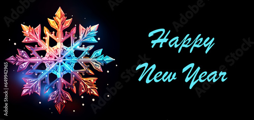 Happy New Year. Snowflakes on a black background. New Year's banner.