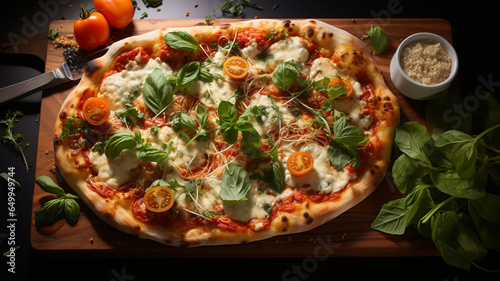 Margherita pizza is the most famous in the world  tomato  mozzarella and basil