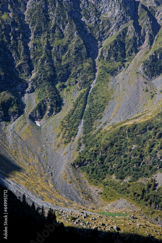 Cliffs; rocks and firs of a mountain landscape photo