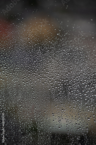 Rain droplets on transparent surface