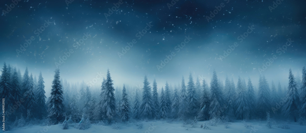 Magical Snowy Forest with Misty Atmosphere