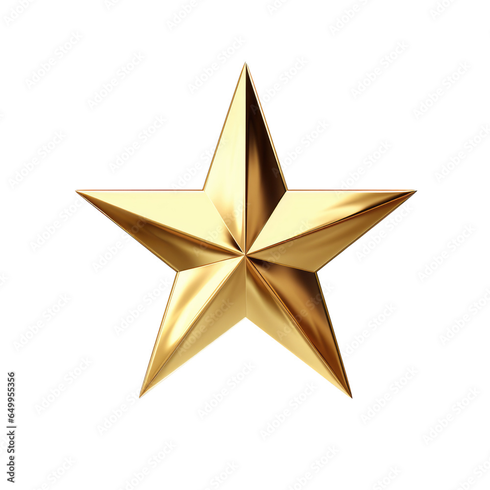 Gold star isolated on transparent background. Generative ai. Gold star isolated on transparent background. Generative ai.