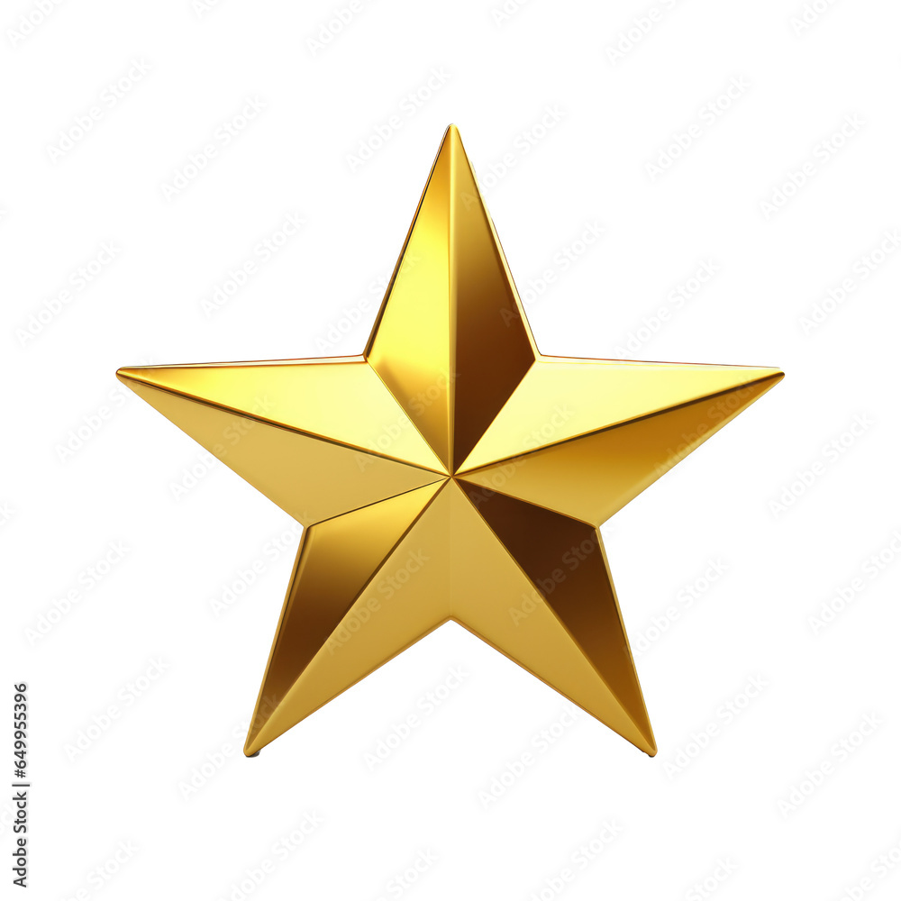 Gold star isolated on transparent background. Generative ai. Gold star isolated on transparent background. Generative ai.