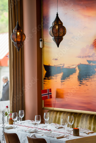 table setting at restaurant