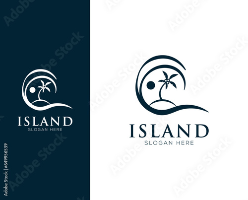 Island, vacation, beach logo design vector illustration