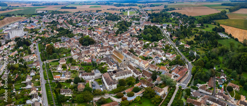  Aerial view around the old town of the city Rozay-en-Brie in France