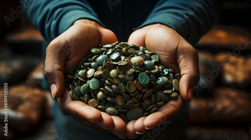 Deliciously Roasted Coffee Beans: Aromatic Handful of Organic Dark Grains for a Flavorful Cafe Experience!, generative AI