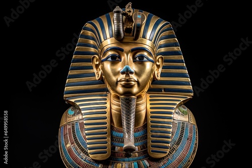 Ancient Egyptian king head. Ancient culture. Fictional person. Generate Ai photo
