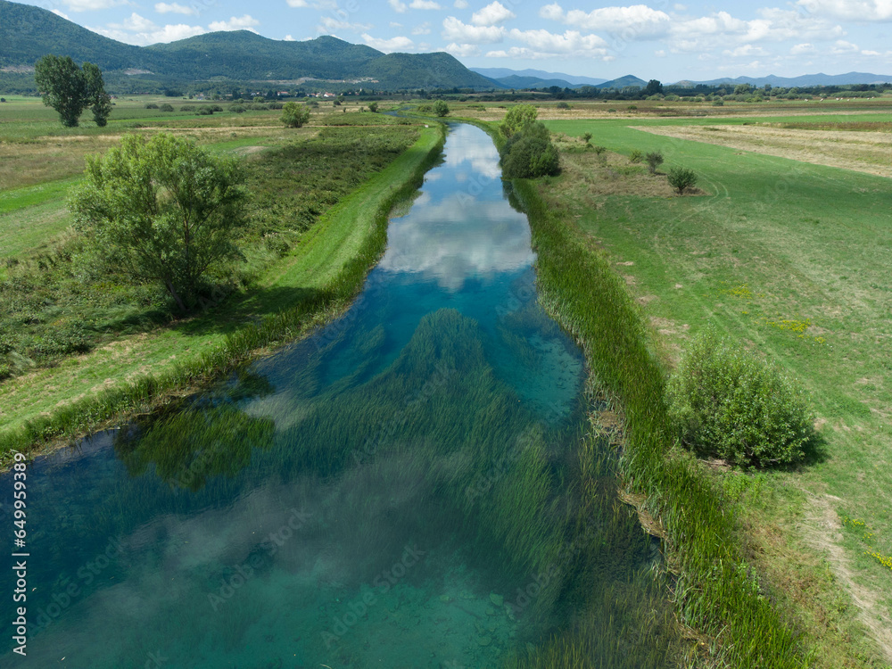 River Gacka in Lika county of Croatia from above