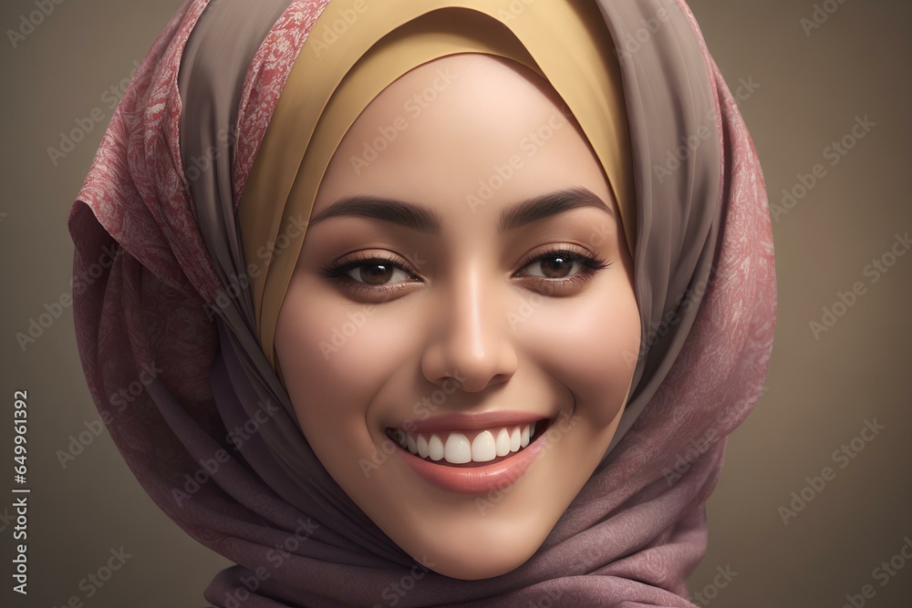 portrait of a smiling muslim woman in a headscarf portrait of a smiling muslim woman in a headscarf