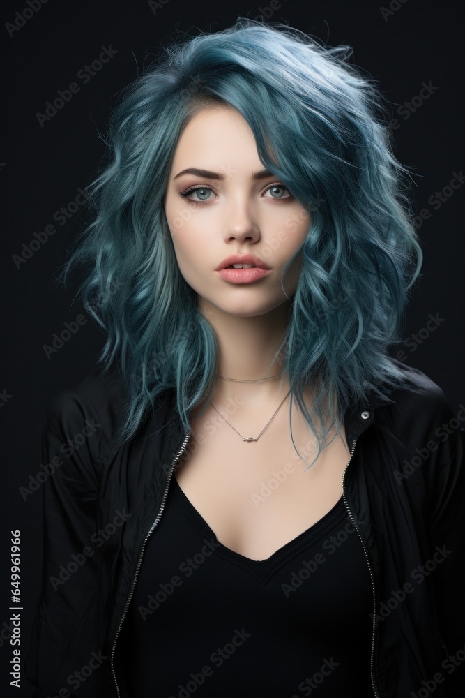 Naklejka premium a woman with blue hair