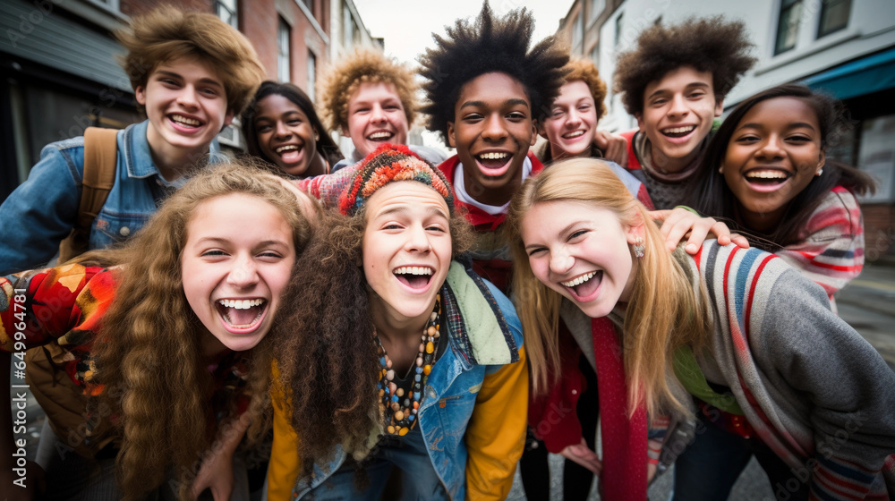 Trendy hippie teen group smiling in summer. Hugging best friends. Trendy hippie teen group smiling in summer. Hugging best friends.