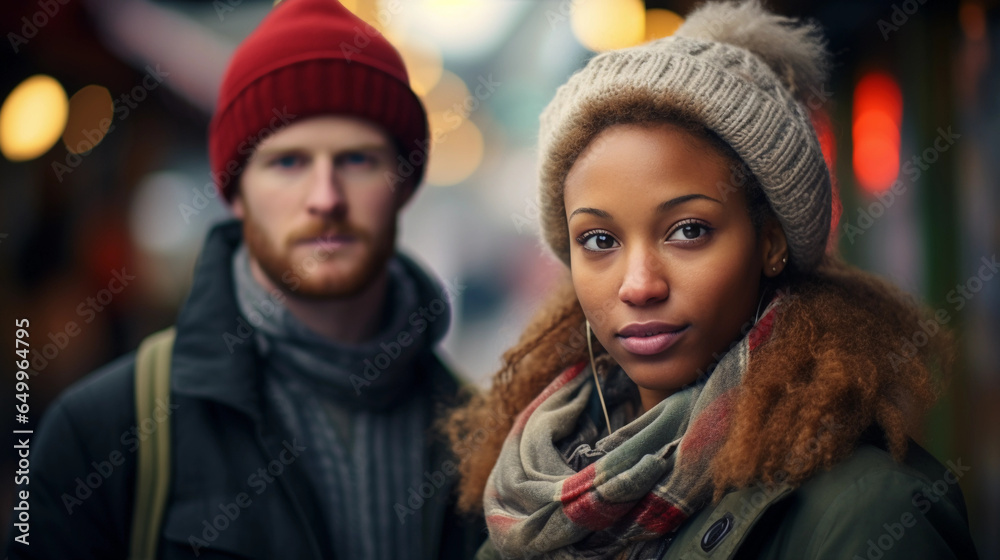 Happy mixed race young couple dating. Portrait of diverse ethnicity love and globalization. Happy mixed race young couple dating. Portrait of diverse ethnicity love and globalization.