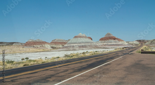 Highway through the painted desert in Arizona USA