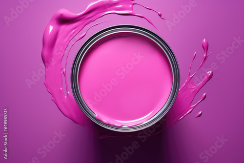 Vivid pink paint on pink background top view