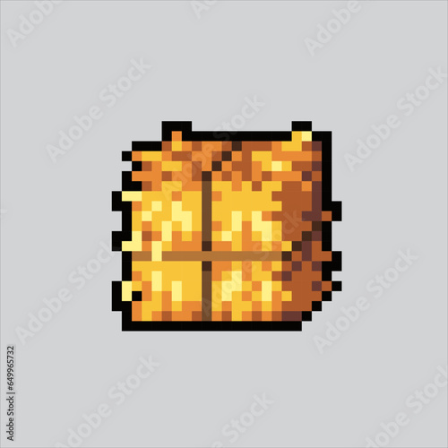 Pixel art illustration Hay. Pixelated Hay. Hay straw farm icon pixelated
for the pixel art game and icon for website and video game. old school retro.