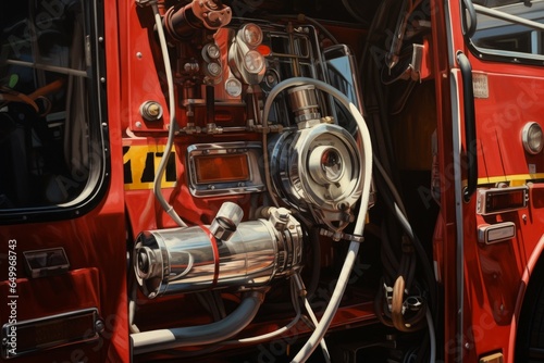 Oversized Fire emergency truck. Fire foam rescue. Generate Ai © juliars