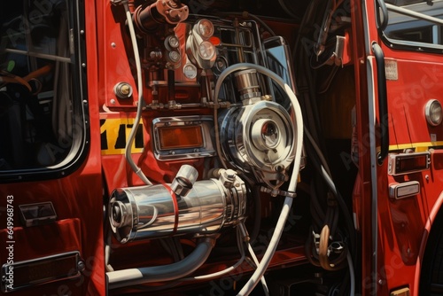 Oversized Fire emergency truck. Fire foam rescue. Generate Ai