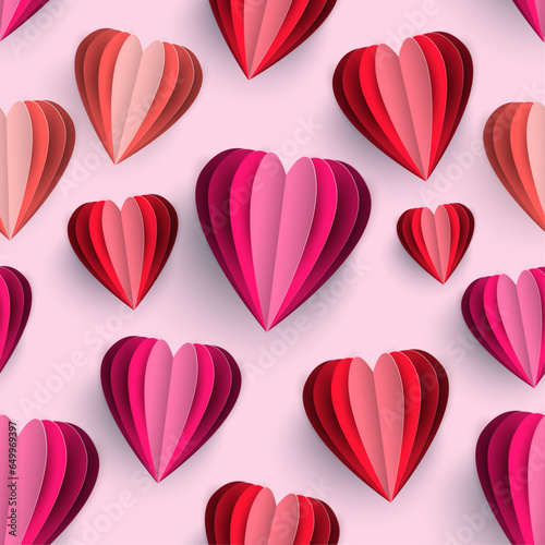 Seamless Papercut Hearts Pattern, Valentines Day, 