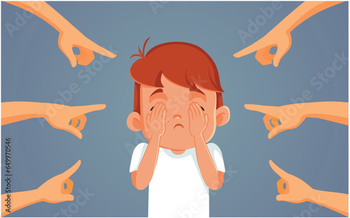 People Victim Blaming a Little Kid Vector Cartoon illustration. innocent child being accused and punished by his parents
