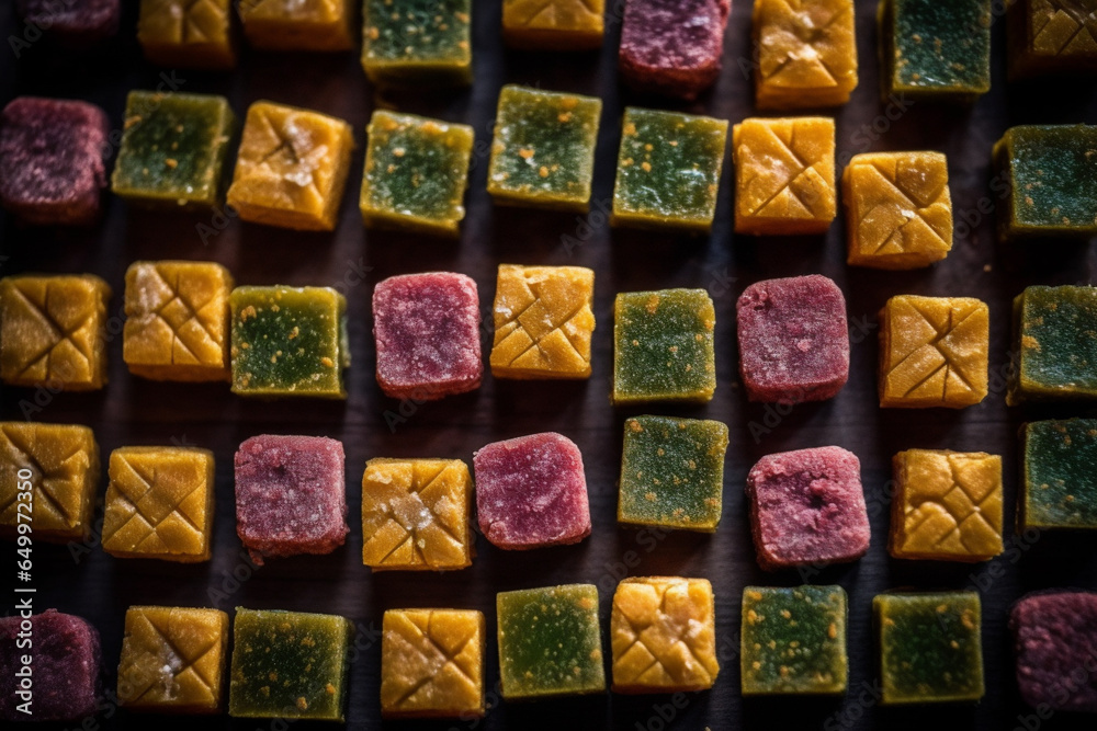 Doda barfi Indian sweets pattern close - up, ai generation Doda barfi Indian sweets pattern close - up, ai generation
