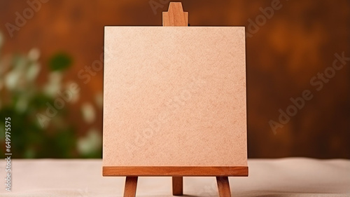 blank canvas on wooden background.