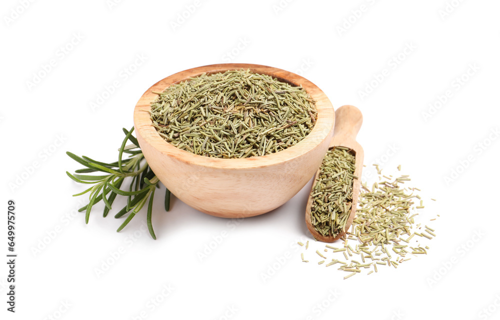 Fresh and dry rosemary isolated on white Fresh and dry rosemary isolated on white