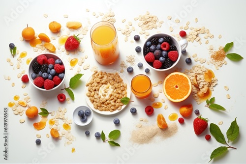 Healthy oatmeal with summer berries, blueberries, raspberries, strawberries in a bowl. The concept of clean healthy food. ai generative